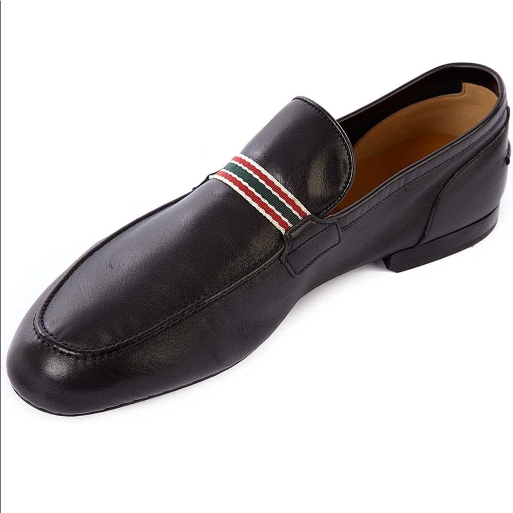 ❤️Gucci Mens Black Leather Moccasins.